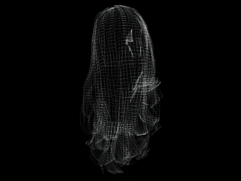 Realistic long hair female 3D Model