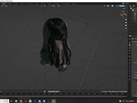 Realistic long hair female 3D Model
