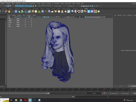Realistic long hair female 3D Model