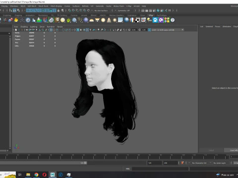 Realistic long hair female 3D Model