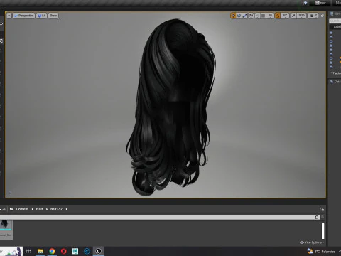Realistic long hair female 3D Model
