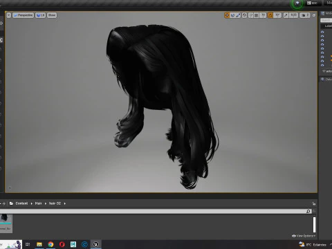 Realistic long hair female 3D Model