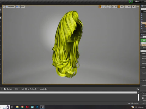 Realistic long hair female 3D Model