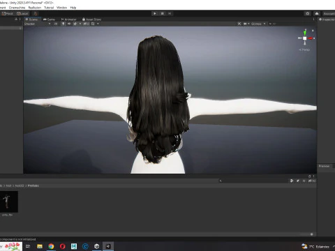 Realistic long hair female 3D Model