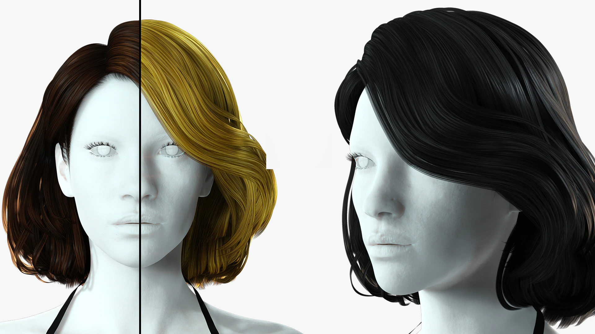 Realistic female hair 3D Model .c4d .max .obj .3ds .fbx .stl .blend 