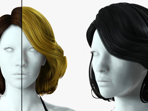 Cabelo feminino realista Modelo 3D