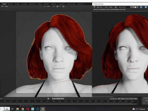 Realistic female hair 3D Model