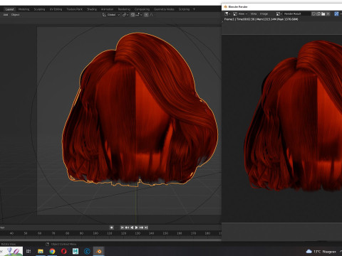 Realistic female hair 3D मॉडल