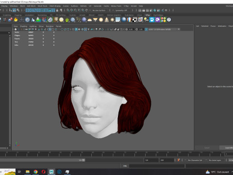 Realistic female hair 3D मॉडल