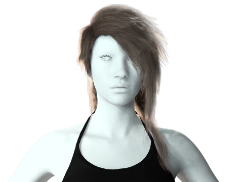 Realistic hair cyberpunk long 3D Model