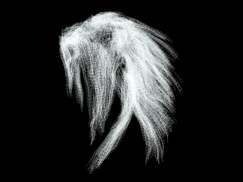 Realistic hair cyberpunk long 3D Model