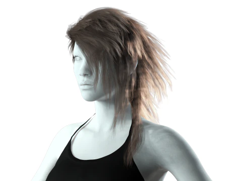 Realistic hair cyberpunk long 3D Model