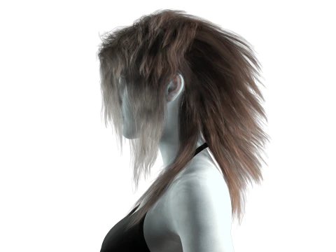 Realistic hair cyberpunk long 3D Model