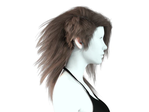 Realistic hair cyberpunk long 3D Model