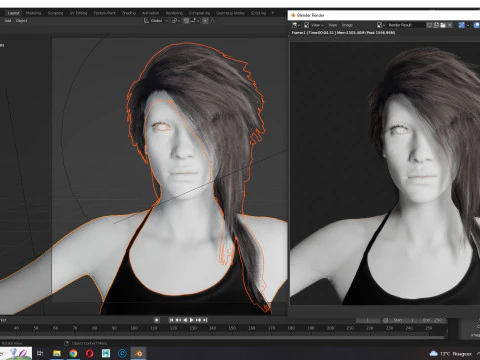 Realistic hair cyberpunk long 3D Model
