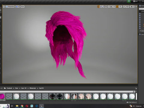 Realistic hair cyberpunk long 3D Model