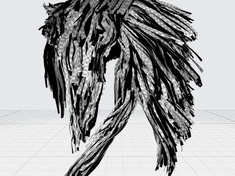 Realistic hair cyberpunk long 3D Model