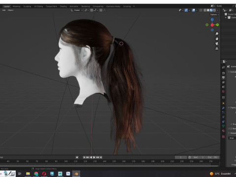 Ponytail Female Hair 3D मॉडल