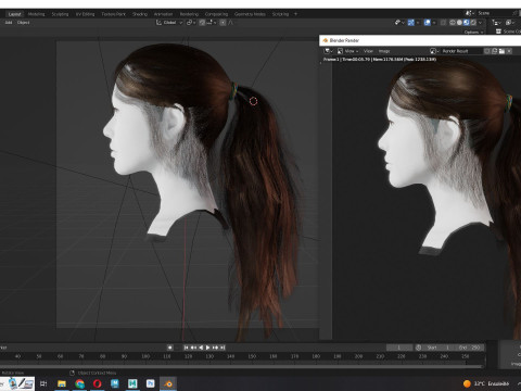 Ponytail Female Hair 3D मॉडल