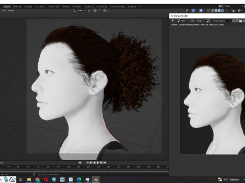 Realistic Curly Ponytail Hair 3D 모델