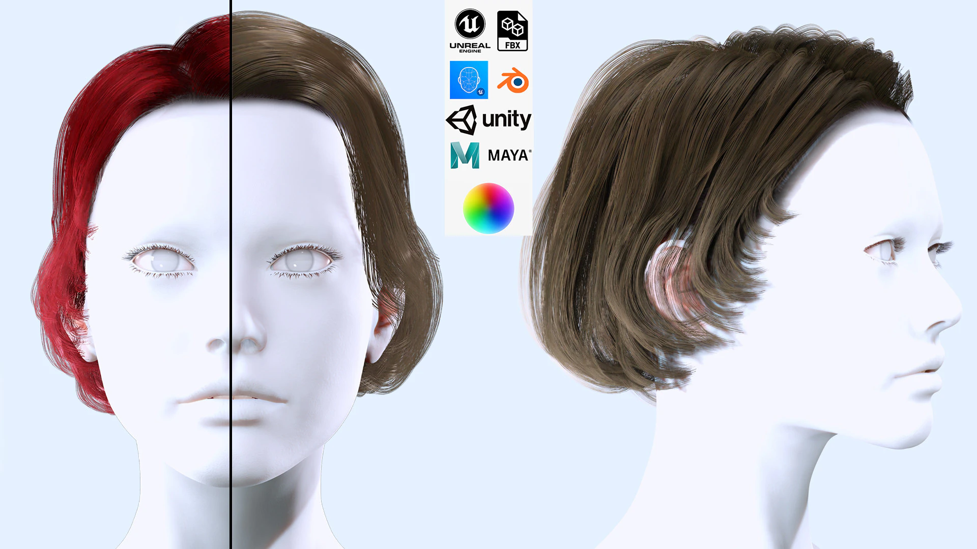 Cheveux courts f&eacute;minins Modèle 3D .c4d .max .obj .3ds .fbx .stl .blend 