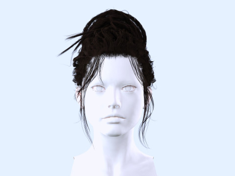 Female Curly Bun Hair 3D-Modell