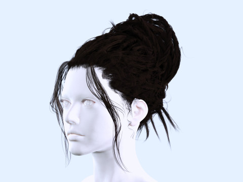 Female Curly Bun Hair 3D-Modell