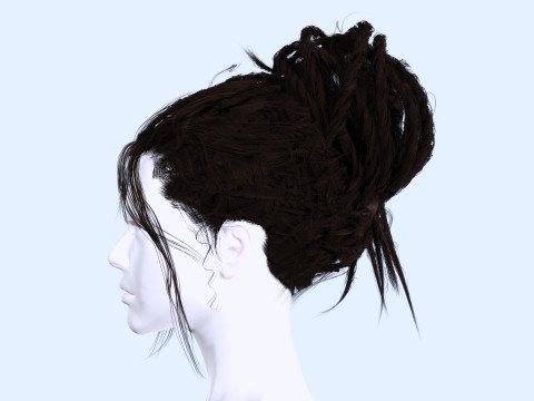 Female Curly Bun Hair 3D-Modell