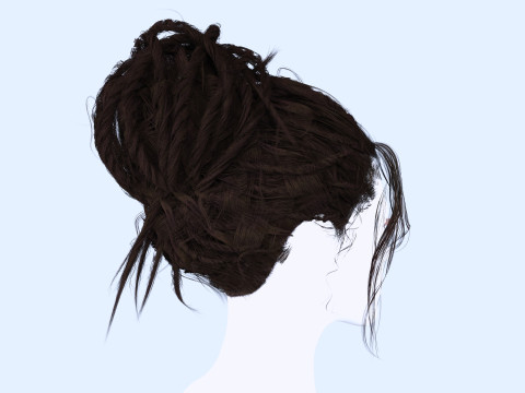 Female Curly Bun Hair 3D-Modell