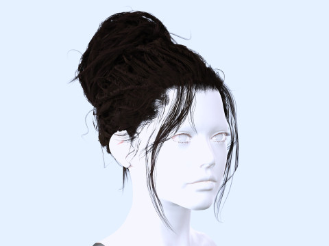 Female Curly Bun Hair 3D-Modell