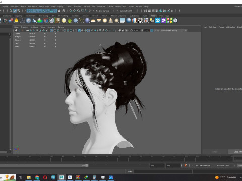 Female Curly Bun Hair 3D-Modell
