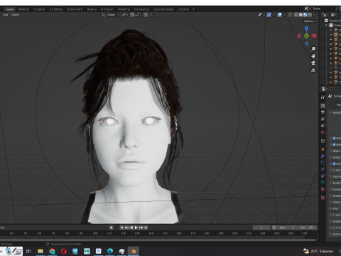Female Curly Bun Hair 3D-Modell