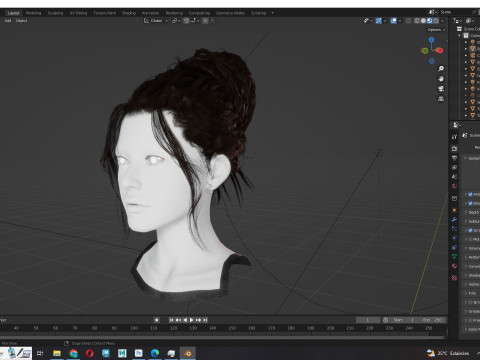 Female Curly Bun Hair 3D-Modell