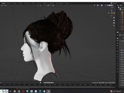 Female Curly Bun Hair 3D Model