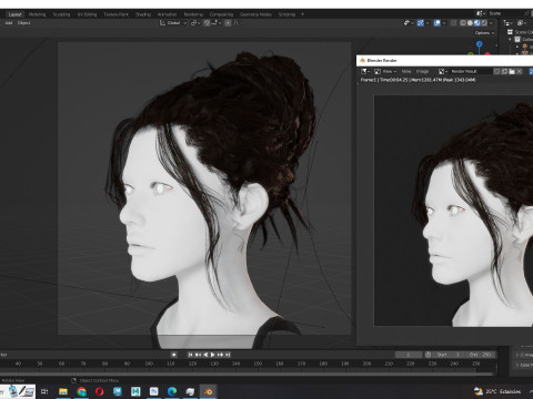 Female Curly Bun Hair 3D-Modell
