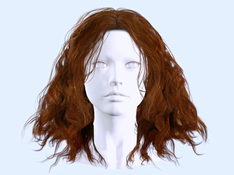 Realistic Female Curly Hair 3D Model