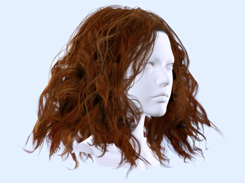 Realistic Female Curly Hair 3D Model