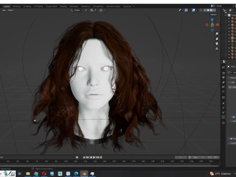 Realistic Female Curly Hair 3D Model