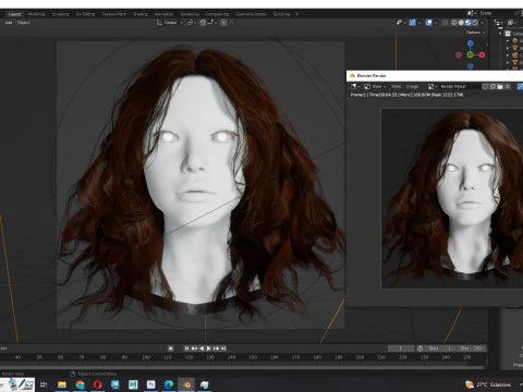 Realistic Female Curly Hair 3D Model