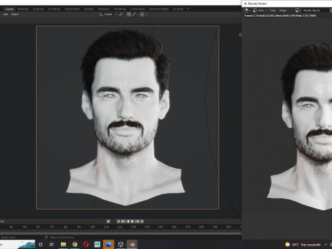 Realistic Hair Beard brows mustache p1 3Dモデル