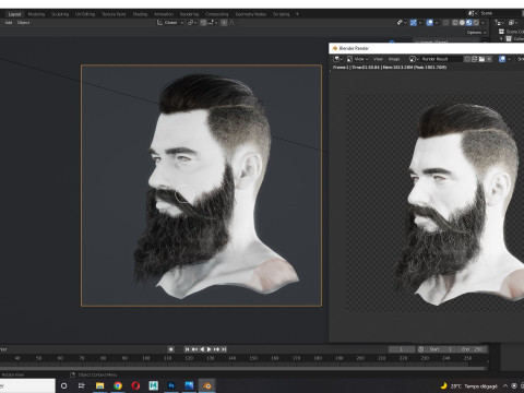 Realistic Hair Beard brows mustache p3 Model 3D