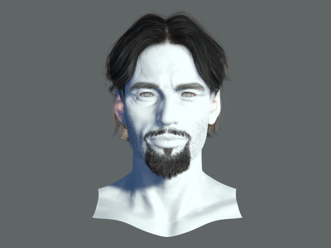 Realistic Hair Beard brows mustache p4 3D मॉडल