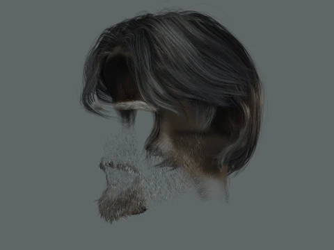 Cabelo realista, barba, sobrancelhas, bigode p4 Modelo 3D