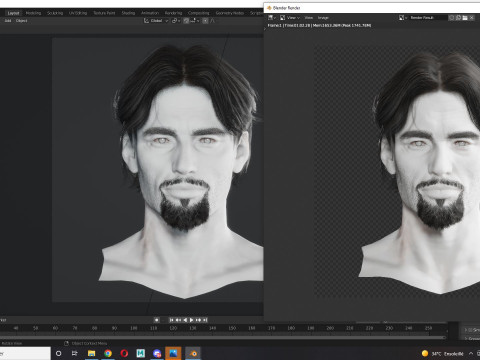 Realistic Hair Beard brows mustache p4 3D मॉडल