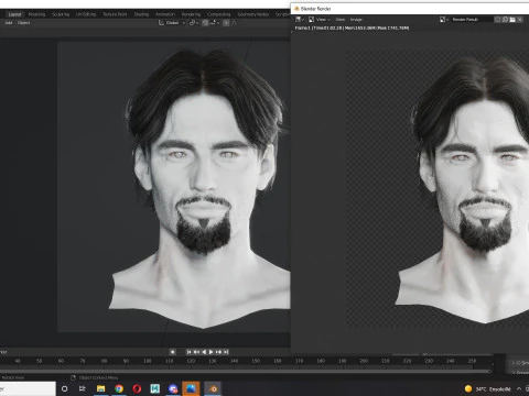 Cabelo realista, barba, sobrancelhas, bigode p4 Modelo 3D