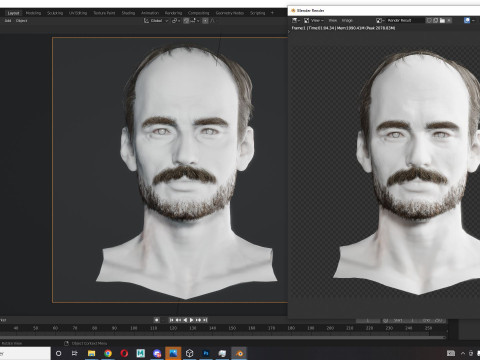 Realistic Hair Beard brows mustache p5 3D-Modell