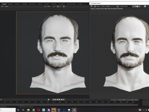 Realistic Hair Beard brows mustache p5 3D Model