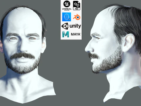 यथार्थवादी बाल दाढ़ी भौंहें मूंछें पी5 3D मॉडल