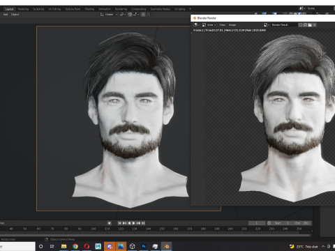 Realistic Hair Beard brows mustache p6 Modelo 3D