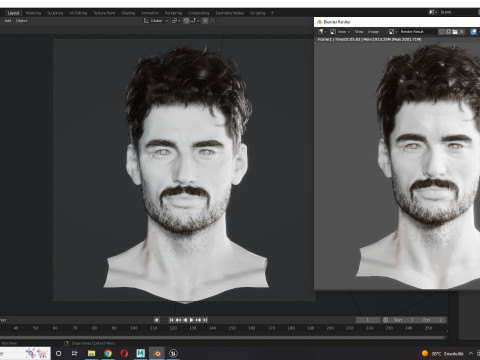Realistic Hair Beard brows mustache 3D 모델